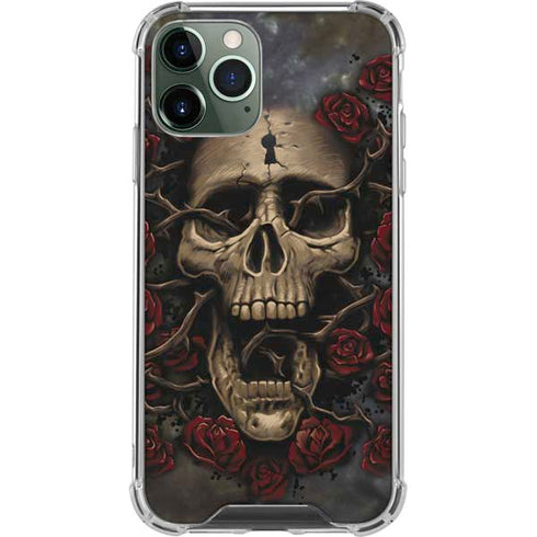 Liquid Blue Skull Entwined with Roses iPhone 12 Pro Max Clear Case