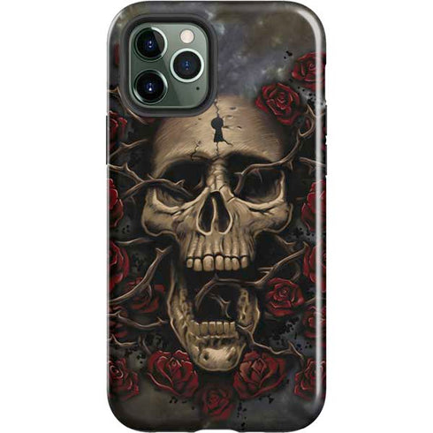 Liquid Blue Skull Entwined with Roses iPhone 12 Pro Max Impact Case