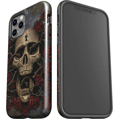 Liquid Blue Skull Entwined with Roses iPhone 12 Pro Max Impact Case