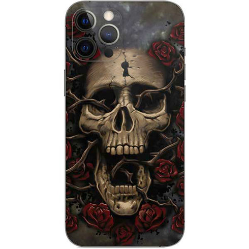 Liquid Blue Skull Entwined with Roses iPhone 12 Pro Max Skin