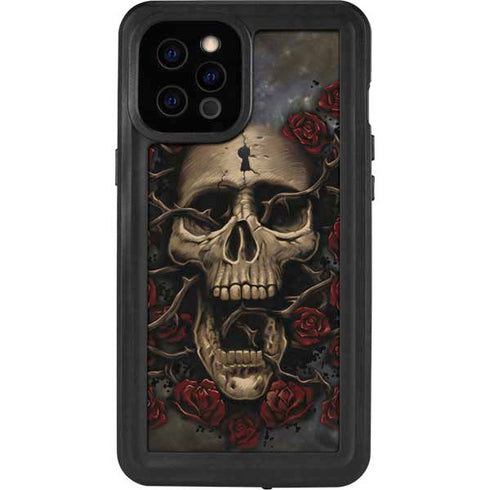 Liquid Blue Skull Entwined with Roses iPhone 12 Pro Max Waterproof Case
