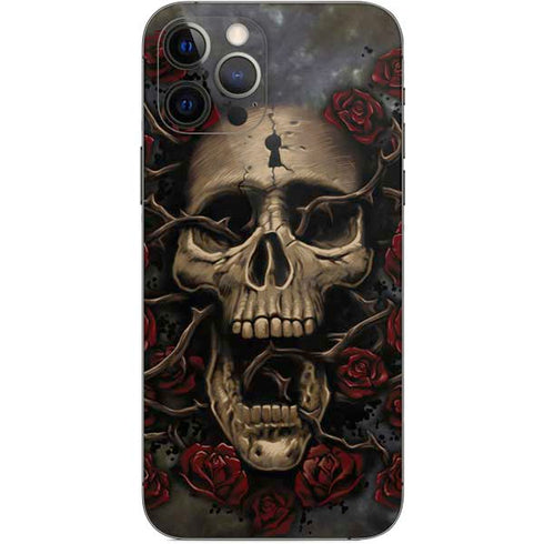 Liquid Blue Skull Entwined with Roses iPhone 12 Pro Skin