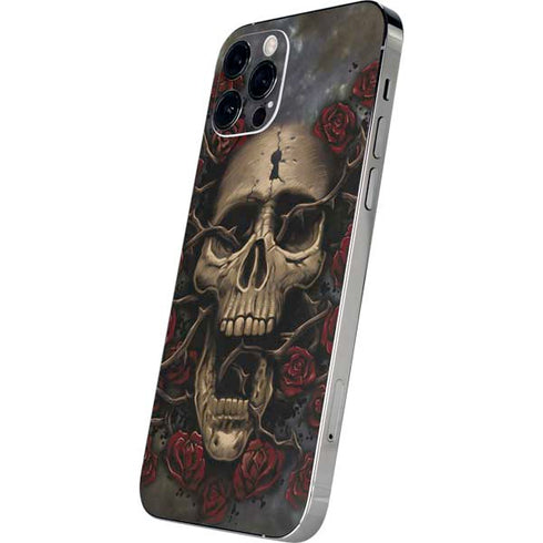 Liquid Blue Skull Entwined with Roses iPhone 12 Pro Skin