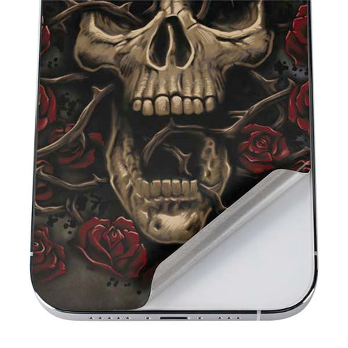 Liquid Blue Skull Entwined with Roses iPhone 12 Pro Skin