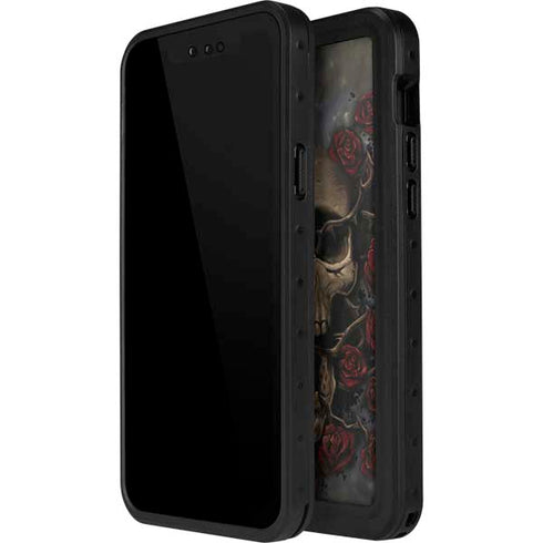 Liquid Blue Skull Entwined with Roses iPhone 12 Pro Waterproof Case