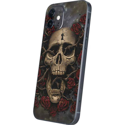 Liquid Blue Skull Entwined with Roses iPhone 12 Skin