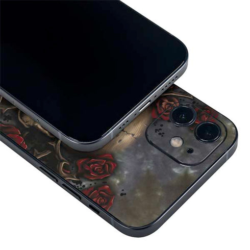 Liquid Blue Skull Entwined with Roses iPhone 12 Skin