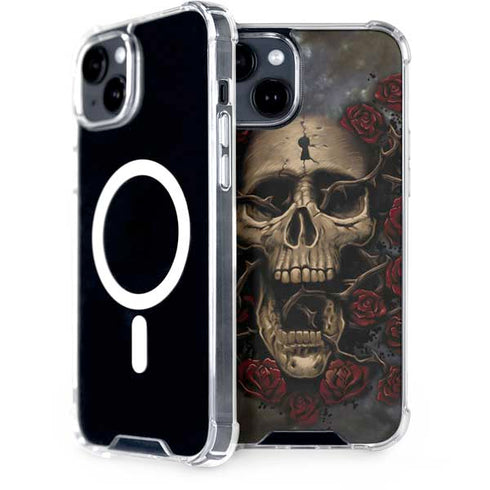Liquid Blue Skull Entwined with Roses iPhone 13 MagSafe Case