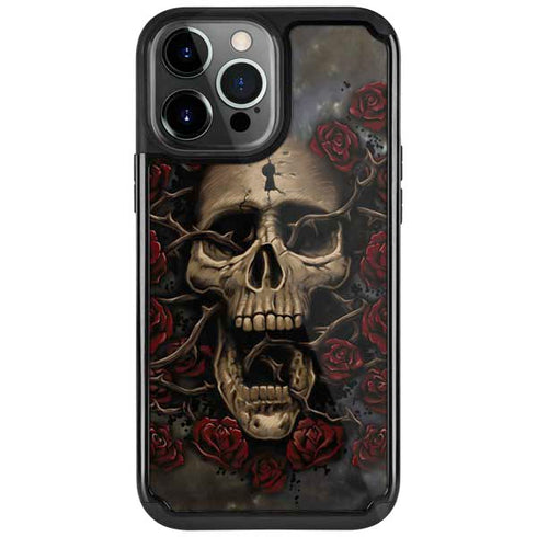 Liquid Blue Skull Entwined with Roses iPhone 13 Pro Cargo Case