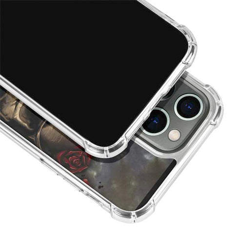 Liquid Blue Skull Entwined with Roses iPhone 13 Pro Clear Case