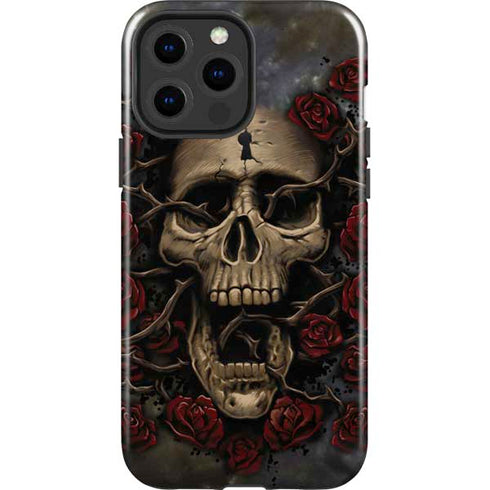 Liquid Blue Skull Entwined with Roses iPhone 13 Pro Max Impact Case