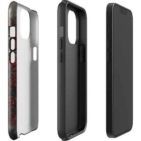 Liquid Blue Skull Entwined with Roses iPhone 15 Plus Impact Case