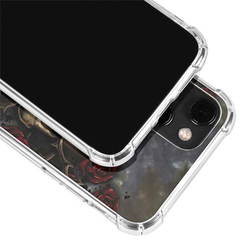 Liquid Blue Skull Entwined with Roses iPhone 14 Plus Clear Case