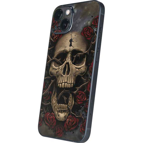 Liquid Blue Skull Entwined with Roses iPhone 14 Plus Skin