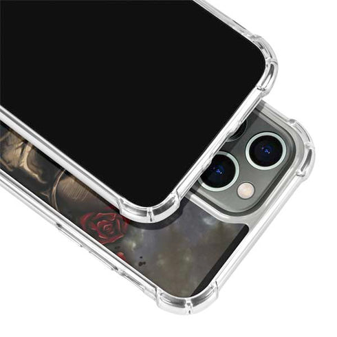 Liquid Blue Skull Entwined with Roses iPhone 15 Pro Clear Case