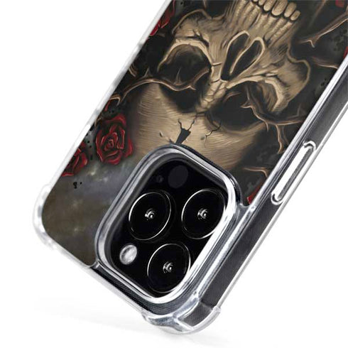 Liquid Blue Skull Entwined with Roses iPhone 14 Pro Max MagSafe Case