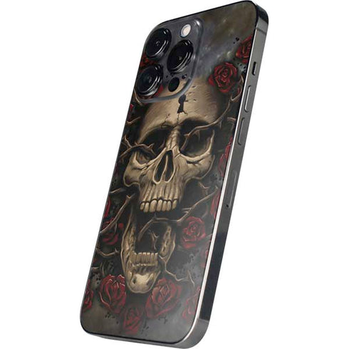 Liquid Blue Skull Entwined with Roses iPhone 14 Pro Max Skin
