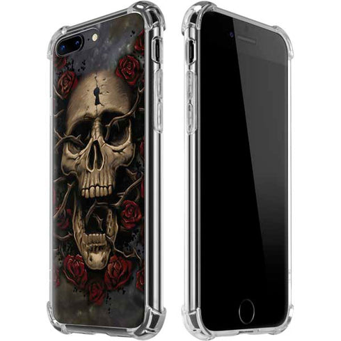 Liquid Blue Skull Entwined with Roses iPhone 7/8 Plus Clear Case