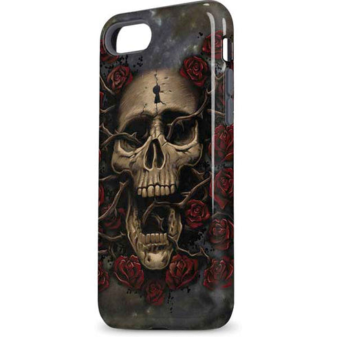 Liquid Blue Skull Entwined with Roses iPhone 8 Pro Case