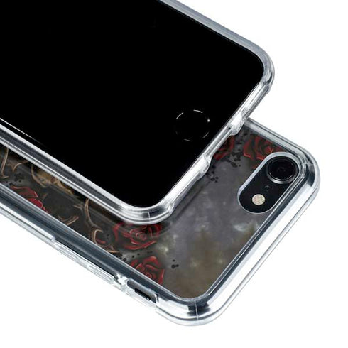 Liquid Blue Skull Entwined with Roses iPhone SE (2nd & 3rd Gen) Clear Case