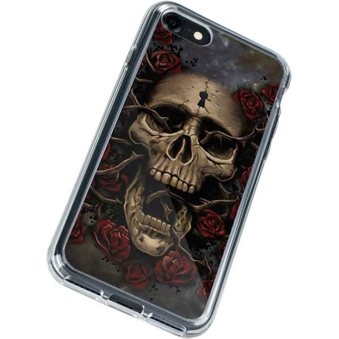 Liquid Blue Skull Entwined with Roses iPhone SE (2nd & 3rd Gen) Clear Case