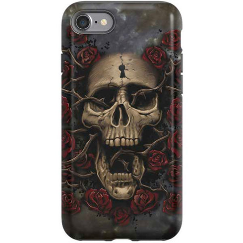 Liquid Blue Skull Entwined with Roses iPhone SE (2nd & 3rd Gen) Pro Case