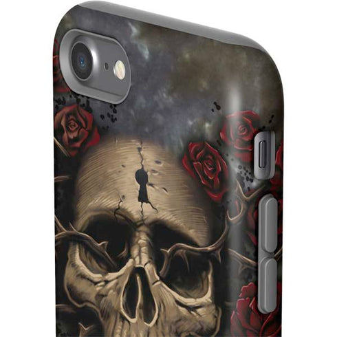 Liquid Blue Skull Entwined with Roses iPhone SE (2nd & 3rd Gen) Pro Case