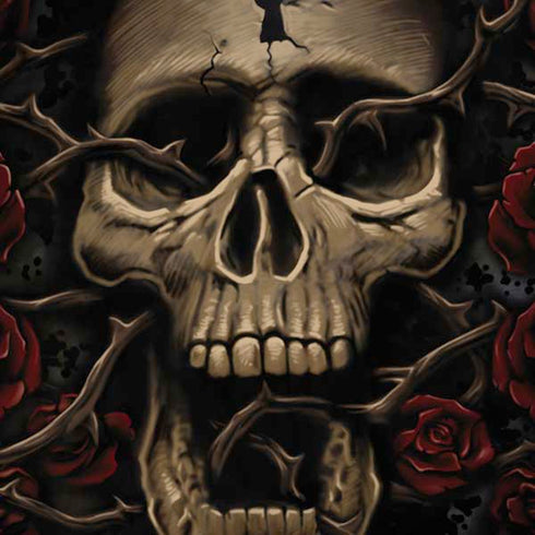 Liquid Blue Skull Entwined with Roses iPhone X Pro Case