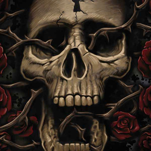 Liquid Blue Skull Entwined with Roses iPhone X Skin