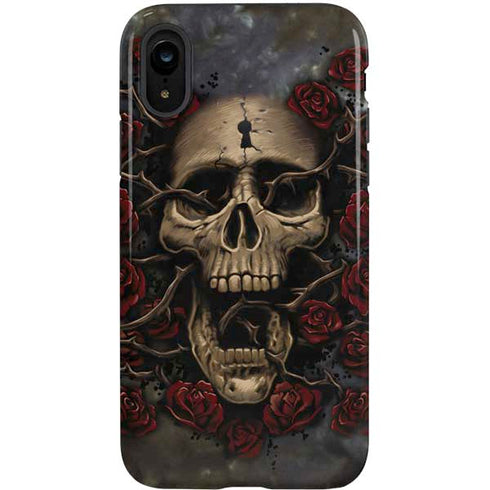 Liquid Blue Skull Entwined with Roses iPhone XR Pro Case