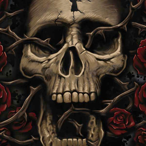 Liquid Blue Skull Entwined with Roses iPhone XR Skin