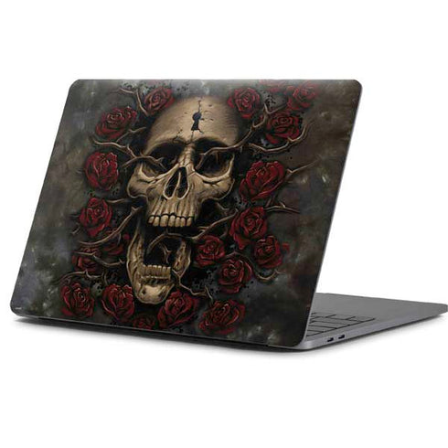 Liquid Blue Skull Entwined with Roses Apple MacBook Pro 13-inch Skin