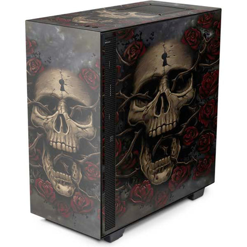 Liquid Blue Skull Entwined with Roses NZXT H510 Compact ATX Mid-Tower Case Skin