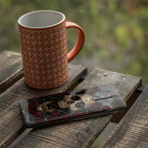 Liquid Blue Skull Entwined with Roses OnePlus 7 Pro Skin