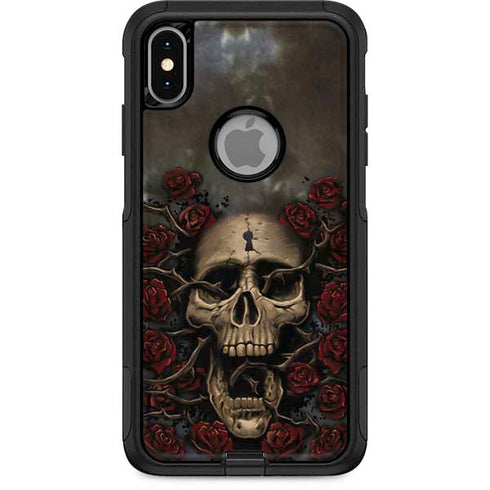 Liquid Blue Skull Entwined with Roses Otterbox Commuter iPhone Skin