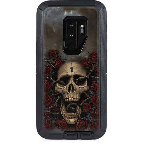 Liquid Blue Skull Entwined with Roses Otterbox Defender Galaxy Skin