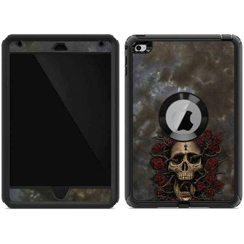 Liquid Blue Skull Entwined with Roses Otterbox Defender iPad Skin