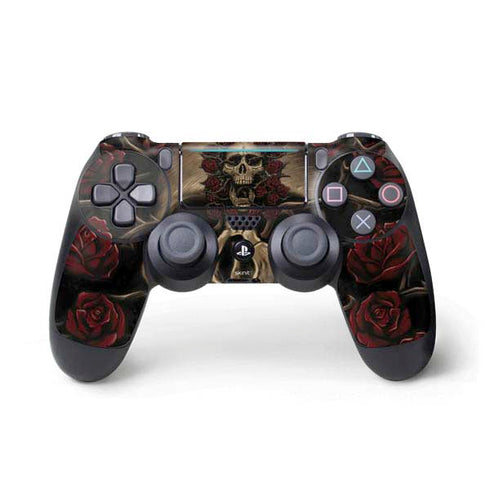 Liquid Blue Skull Entwined with Roses PS4 Pro/Slim Controller Skin