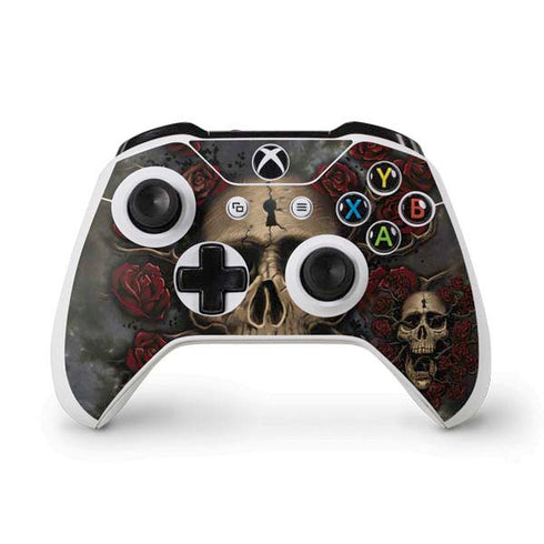 Liquid Blue Skull Entwined with Roses Xbox One S Controller Skin