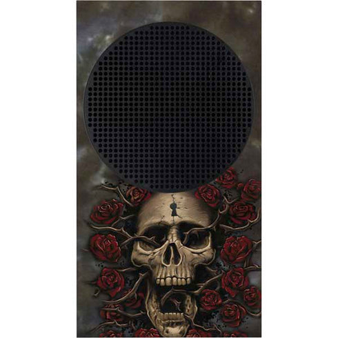 Liquid Blue Skull Entwined with Roses Xbox Series S Console Skin