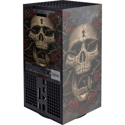 Liquid Blue Skull Entwined with Roses Xbox Series X Console Skin