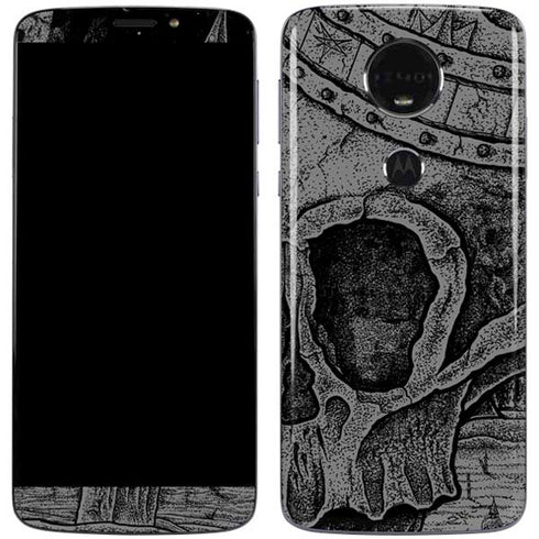 Alchemy Carta Skull Sketch Moto E5 Plus Skin