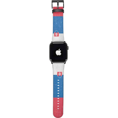 Slovakia Flag Distressed Apple Watch Band 38-40mm