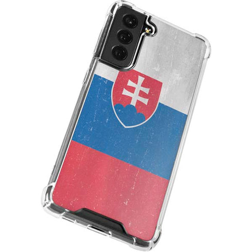 Slovakia Flag Distressed Galaxy S21 FE Clear Case