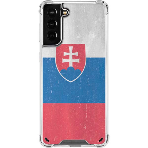Slovakia Flag Distressed Galaxy S21 Plus 5G Clear Case