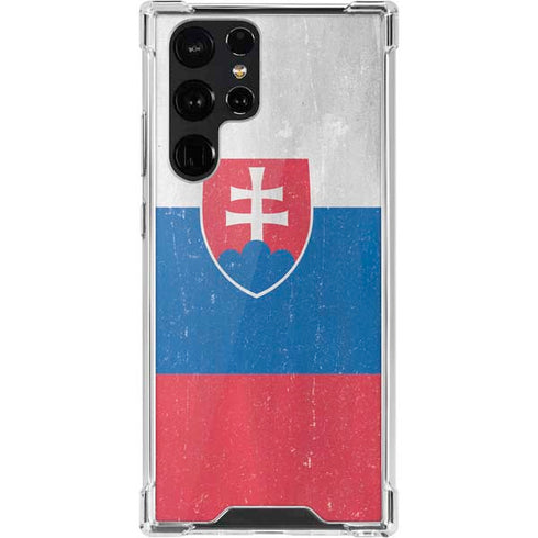 Slovakia Flag Distressed Galaxy S22 Ultra Clear Case