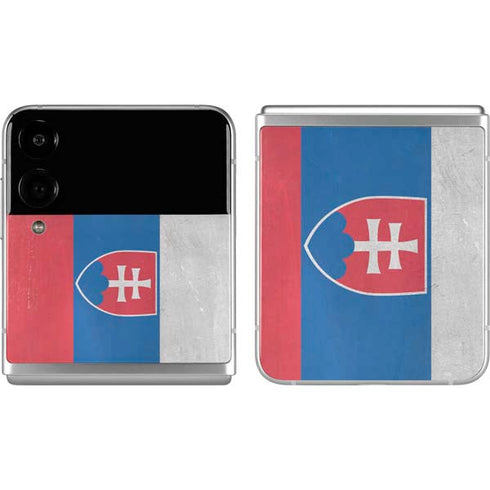 Slovakia Flag Distressed Galaxy Z Flip4 5G Skin