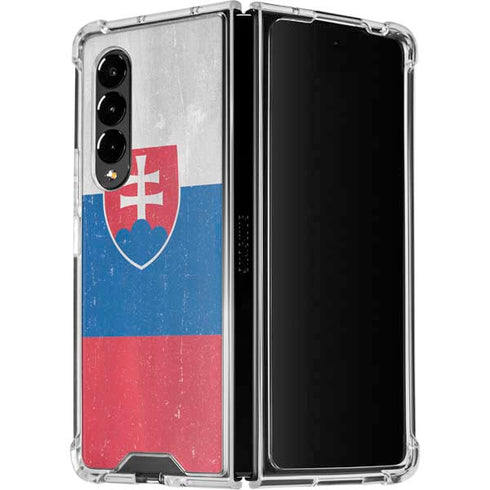 Slovakia Flag Distressed Galaxy Z Fold4 5G Clear Case