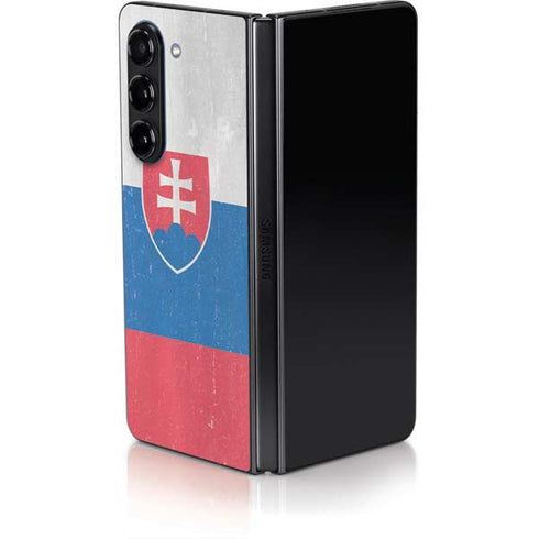 Slovakia Flag Distressed Galaxy Z Fold5 5G Skin
