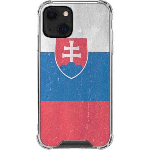 Slovakia Flag Distressed iPhone 14 Plus Clear Case